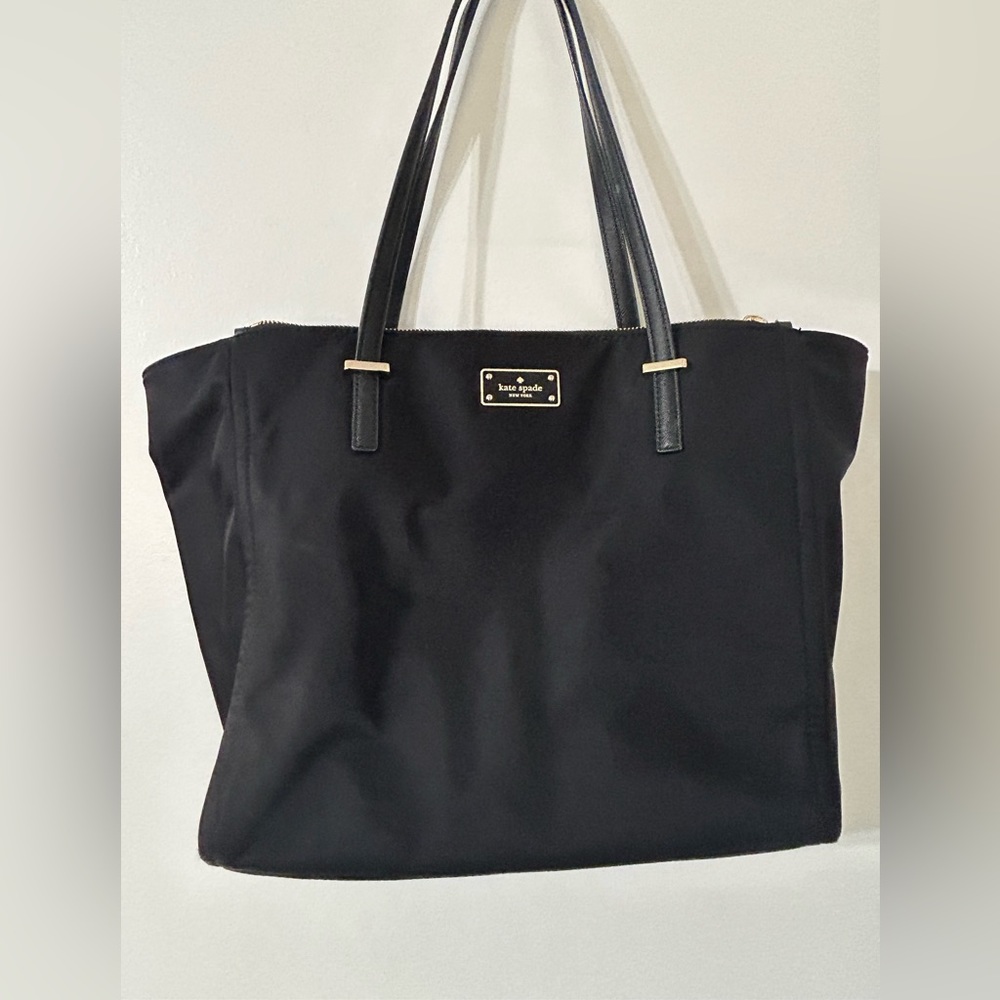 Kate Spade Black Nylon Adalyn Wilson Road Small Tote Satchel Handbag Purse